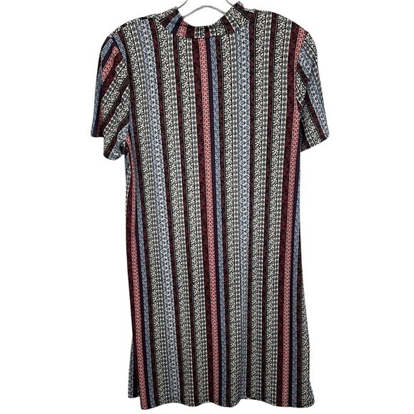 BCBGeneration Med Dress Multi Color Striped Mock Turtleneck Short Sleeve Mini - Picture 2 of 8